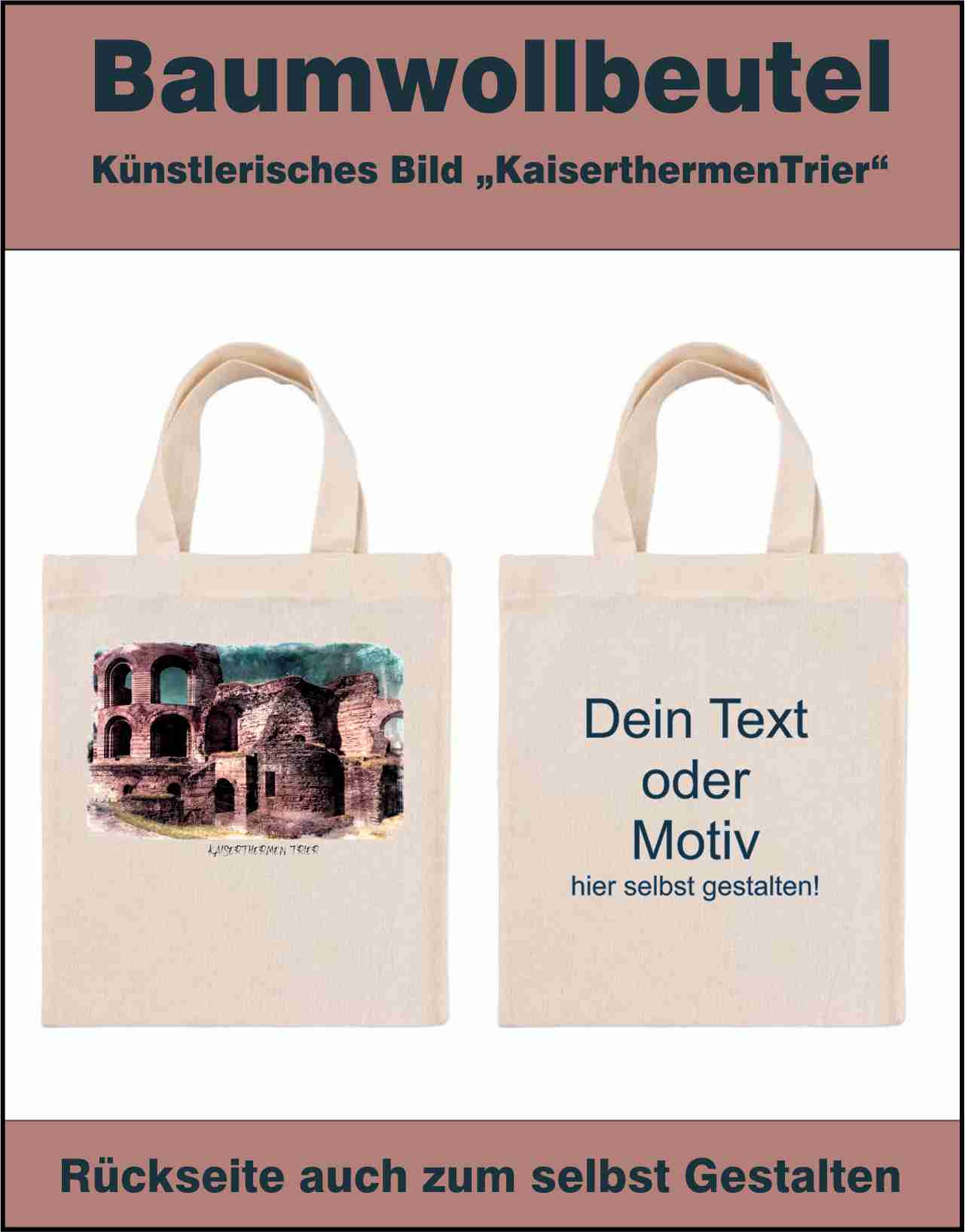 Baumwolltasche mit künstlerisches Bild "Kaiserthermen Trier“