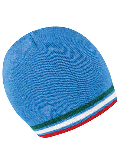 National Beanie Result blau grün weiß rot
