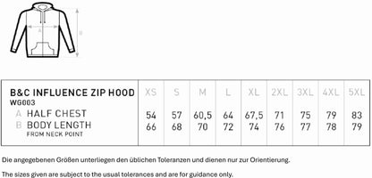 B&C BE INSPIRED Influence Zip Hood