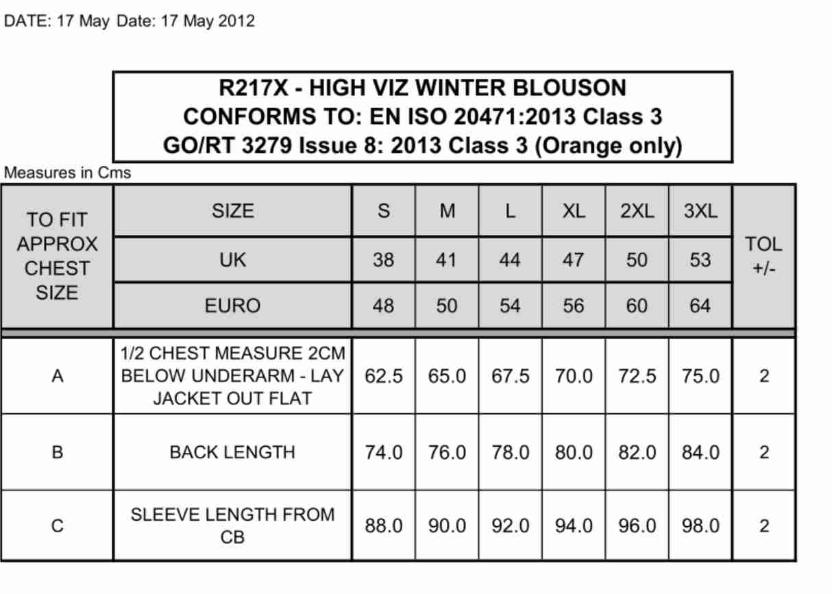 High Vis Winter Blouson Result Safe-Guard RT217X