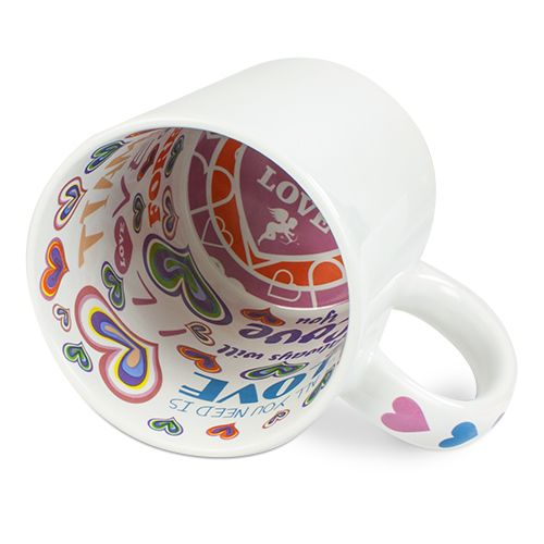 Keramik-Mottotasse 11oz weiß, mit Innendruck, div. Motive