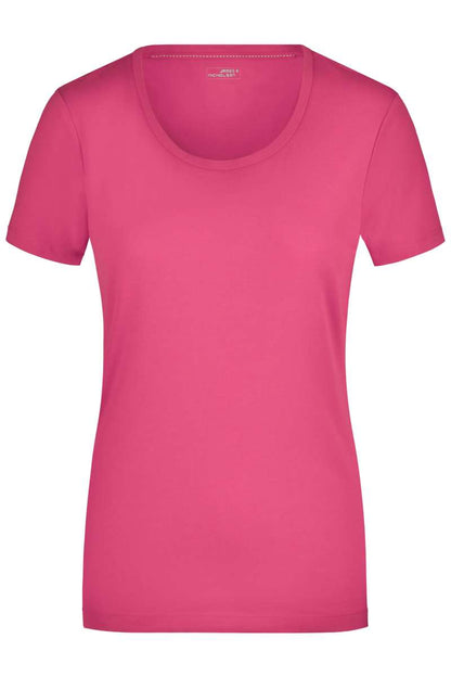 Damen Elastic Rundhals Shirt James & Nicholson JN926 Pink