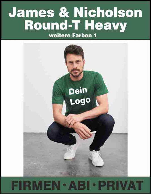 T-Shirt James & Nicholson  Round-T Heavy JN002 Weitere  Farben 1