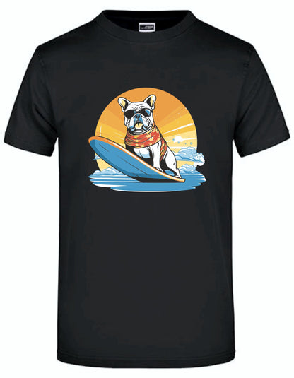 T-Shirt mit Aufdruck "Bulldog on Surfboard"