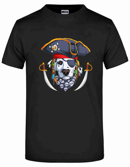 T-Shirt mit Aufdruck Lustiger Dalmatiner Hund mit Piratenhut