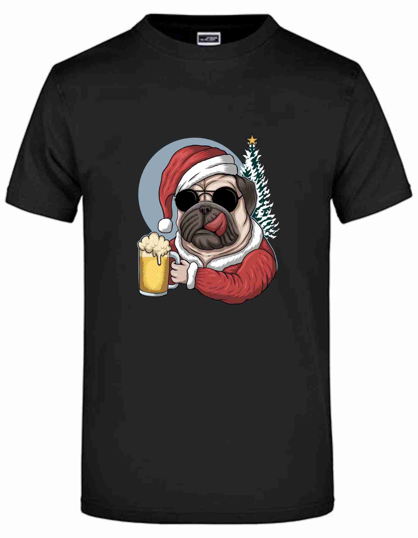 T-Shirt mit Aufdruck "Hund - Bier- Weihnachten"