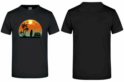 T-Shirt Bus Retro-Sunset Vintage Background
