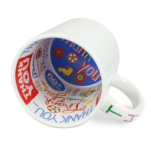 Keramik-Mottotasse 11oz weiß, mit Innendruck, div. Motive