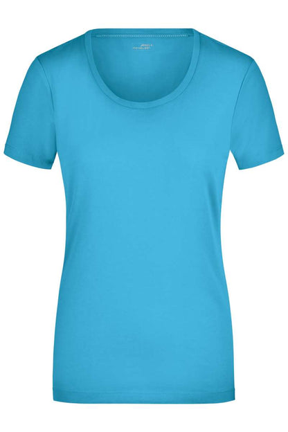 Damen Elastic Rundhals Shirt James & Nicholson JN926 Turquoise