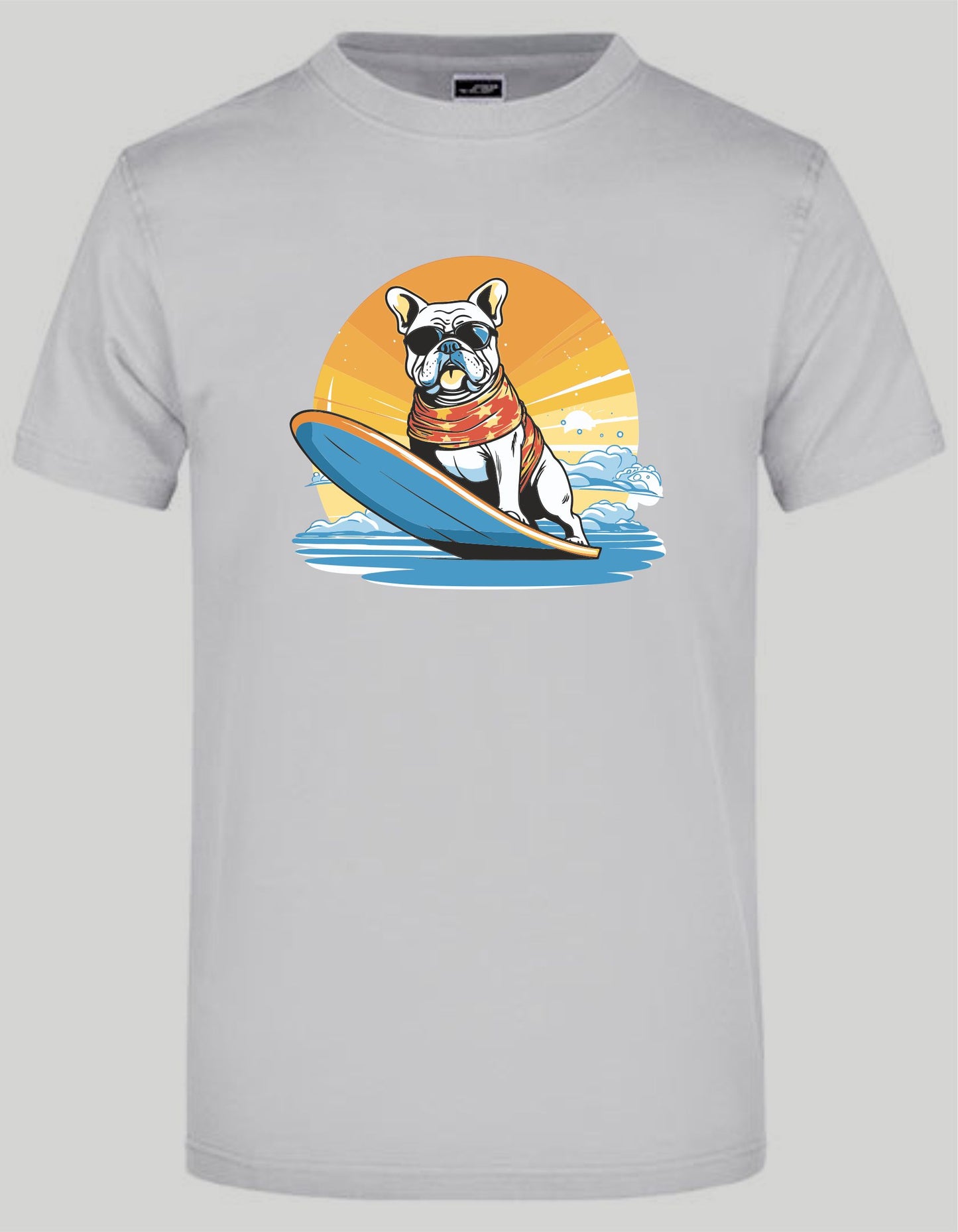 T-Shirt mit Aufdruck "Bulldog on Surfboard"