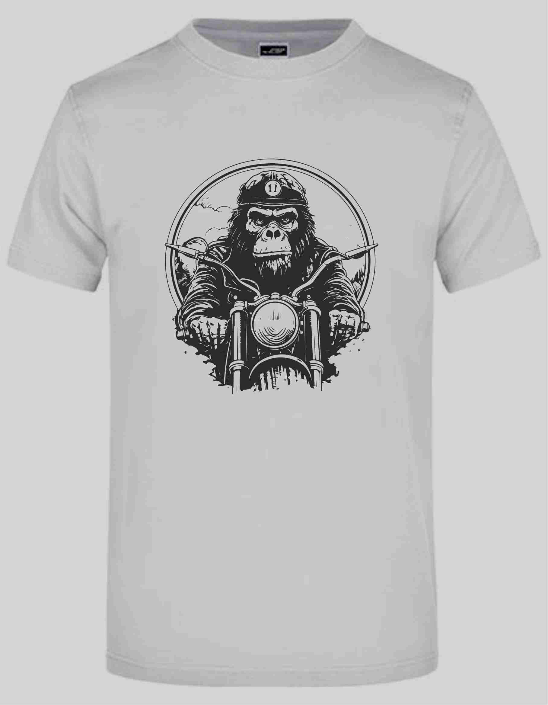 Biker Gorilla T-Shirt weiß