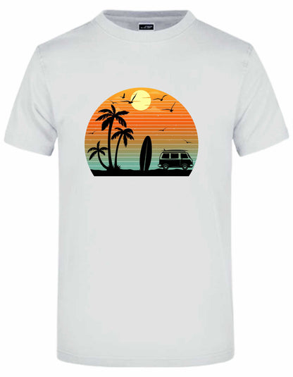 T-Shirt Bus Retro-Sunset Vintage Background