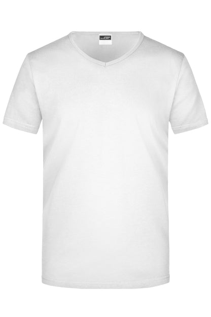 James & Nicholson Herren Slimfit V-Shirt JN912 White
