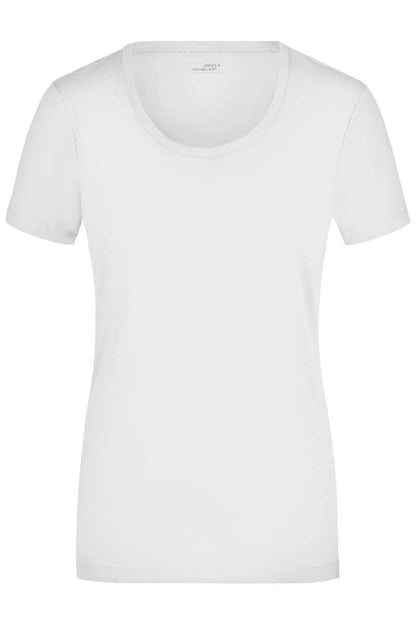 Damen Elastic Rundhals Shirt James & Nicholson JN926 White