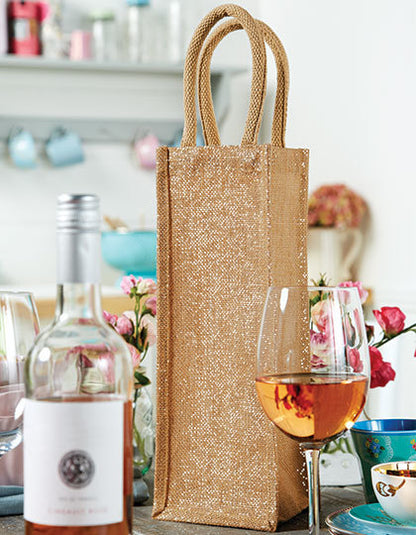 Shimmer Jute Bottle Bag Westford Mill - Tex-Druck.de Textildruck & mehr....