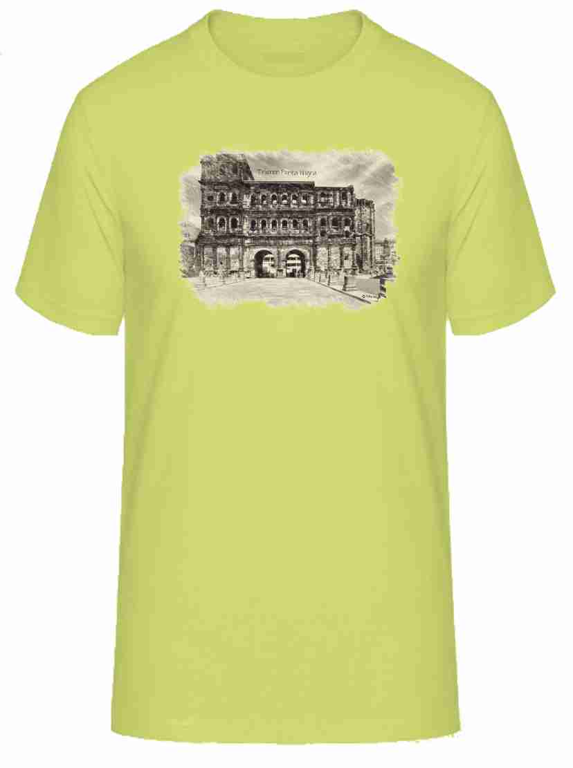 T-Shirt Trier mit Aufdruck Porta Nigra in 3D James & Nicholson Round-T Heavy JN002 - Tex-Druck.de Textildruck & mehr....