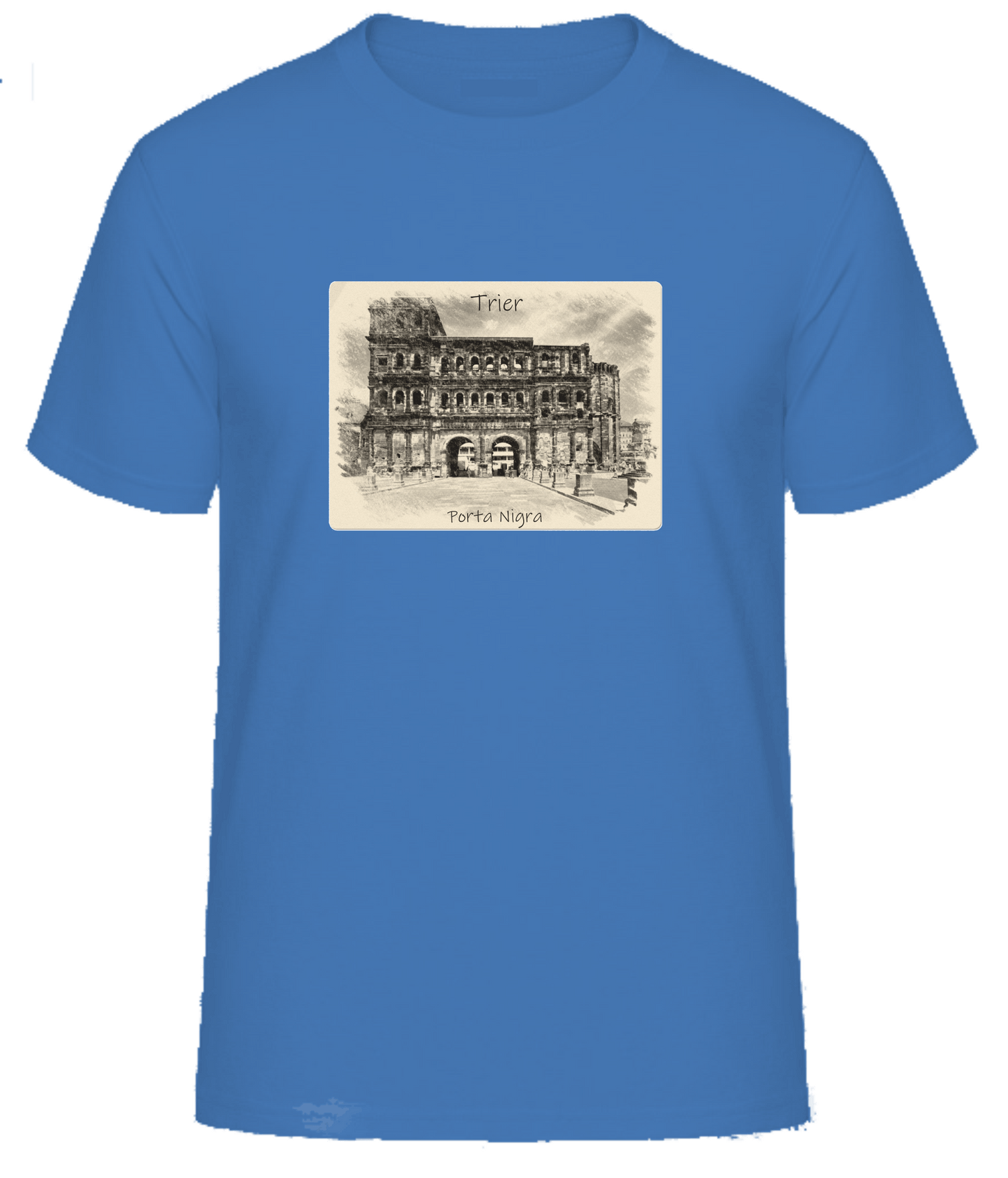 T-Shirt Trier mit Aufdruck Porta Nigra in 3D James & Nicholson Round-T Heavy JN002 - Tex-Druck.de Textildruck & mehr....