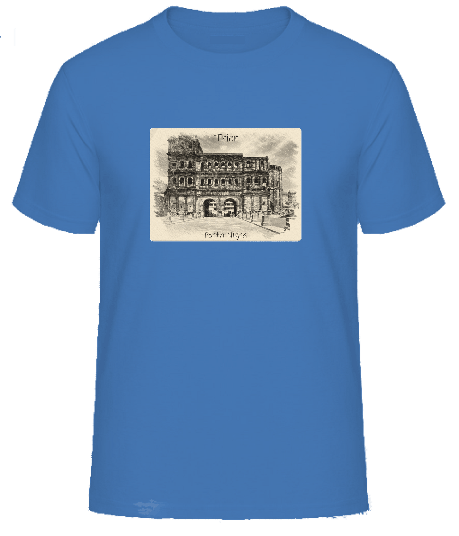 T-Shirt Trier mit Aufdruck Porta Nigra in 3D James & Nicholson Round-T Heavy JN002 - Tex-Druck.de Textildruck & mehr....