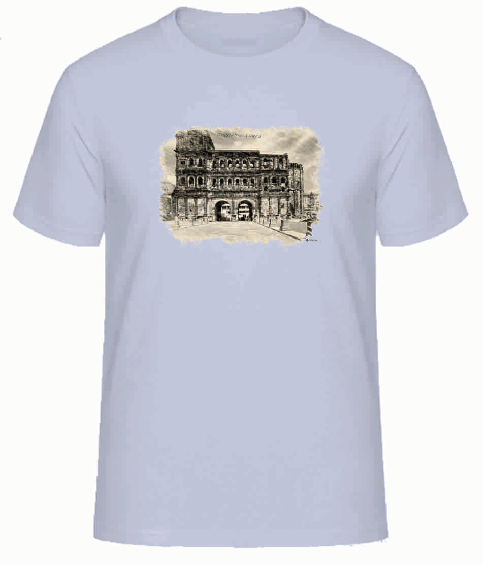 T-Shirt Trier mit Aufdruck Porta Nigra in 3D James & Nicholson Round-T Heavy JN002 - Tex-Druck.de Textildruck & mehr....