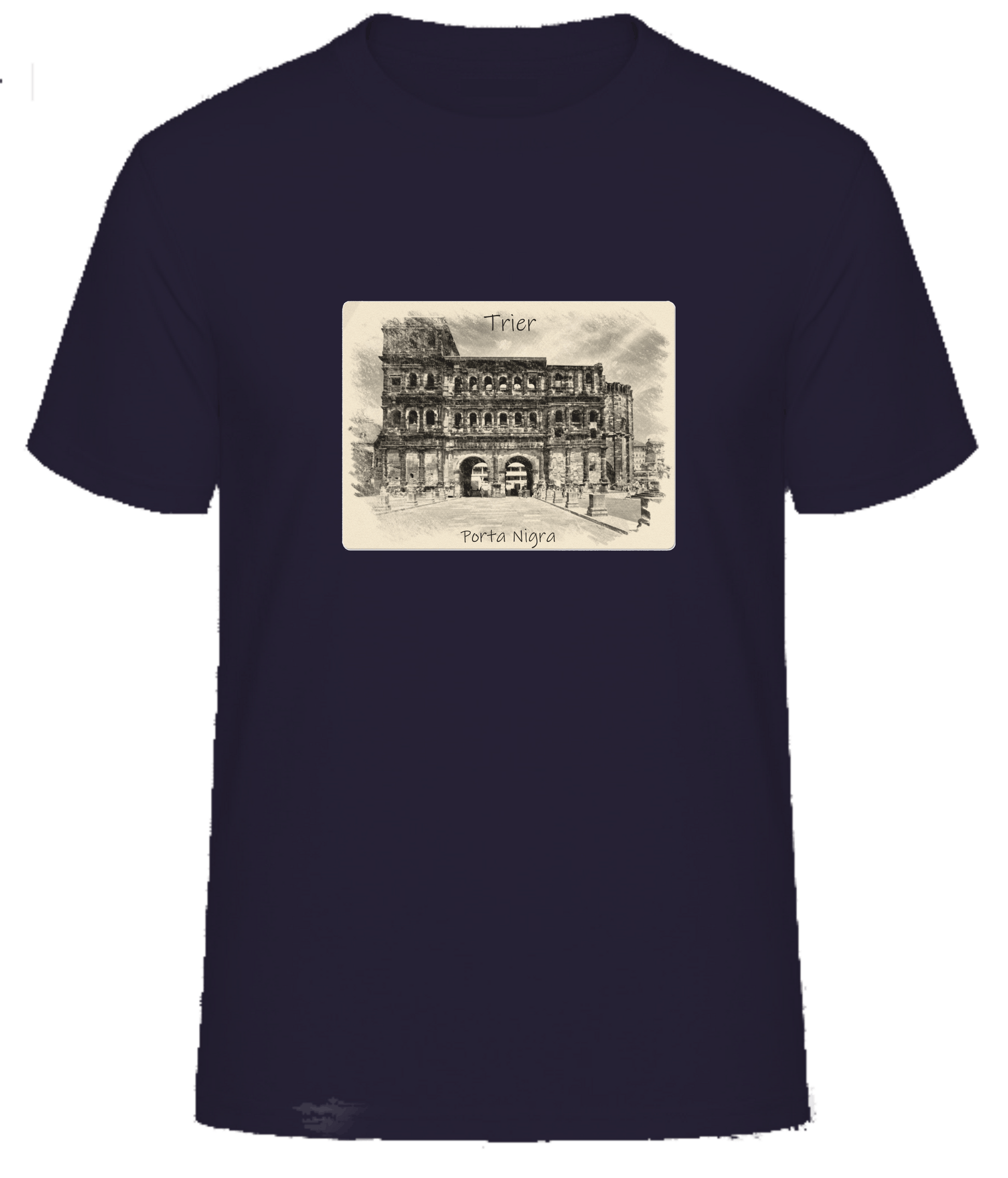 T-Shirt Trier mit Aufdruck Porta Nigra in 3D James & Nicholson Round-T Heavy JN002 - Tex-Druck.de Textildruck & mehr....