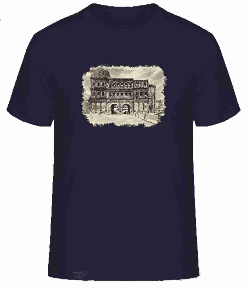 T-Shirt Trier mit Aufdruck Porta Nigra in 3D James & Nicholson Round-T Heavy JN002 - Tex-Druck.de Textildruck & mehr....