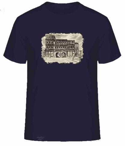 T-Shirt Trier mit Aufdruck Porta Nigra in 3D James & Nicholson Round-T Heavy JN002 - Tex-Druck.de Textildruck & mehr....