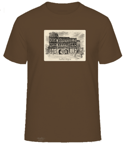 T-Shirt Trier mit Aufdruck Porta Nigra in 3D James & Nicholson Round-T Heavy JN002 - Tex-Druck.de Textildruck & mehr....