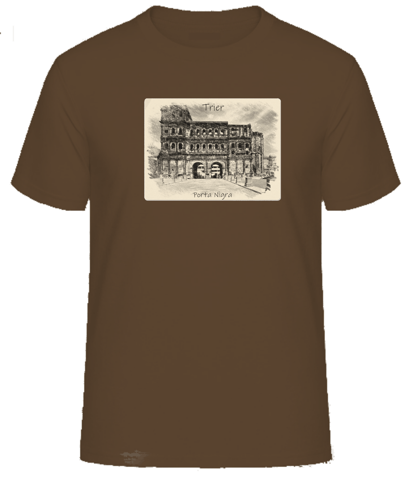 T-Shirt Trier mit Aufdruck Porta Nigra in 3D James & Nicholson Round-T Heavy JN002 - Tex-Druck.de Textildruck & mehr....