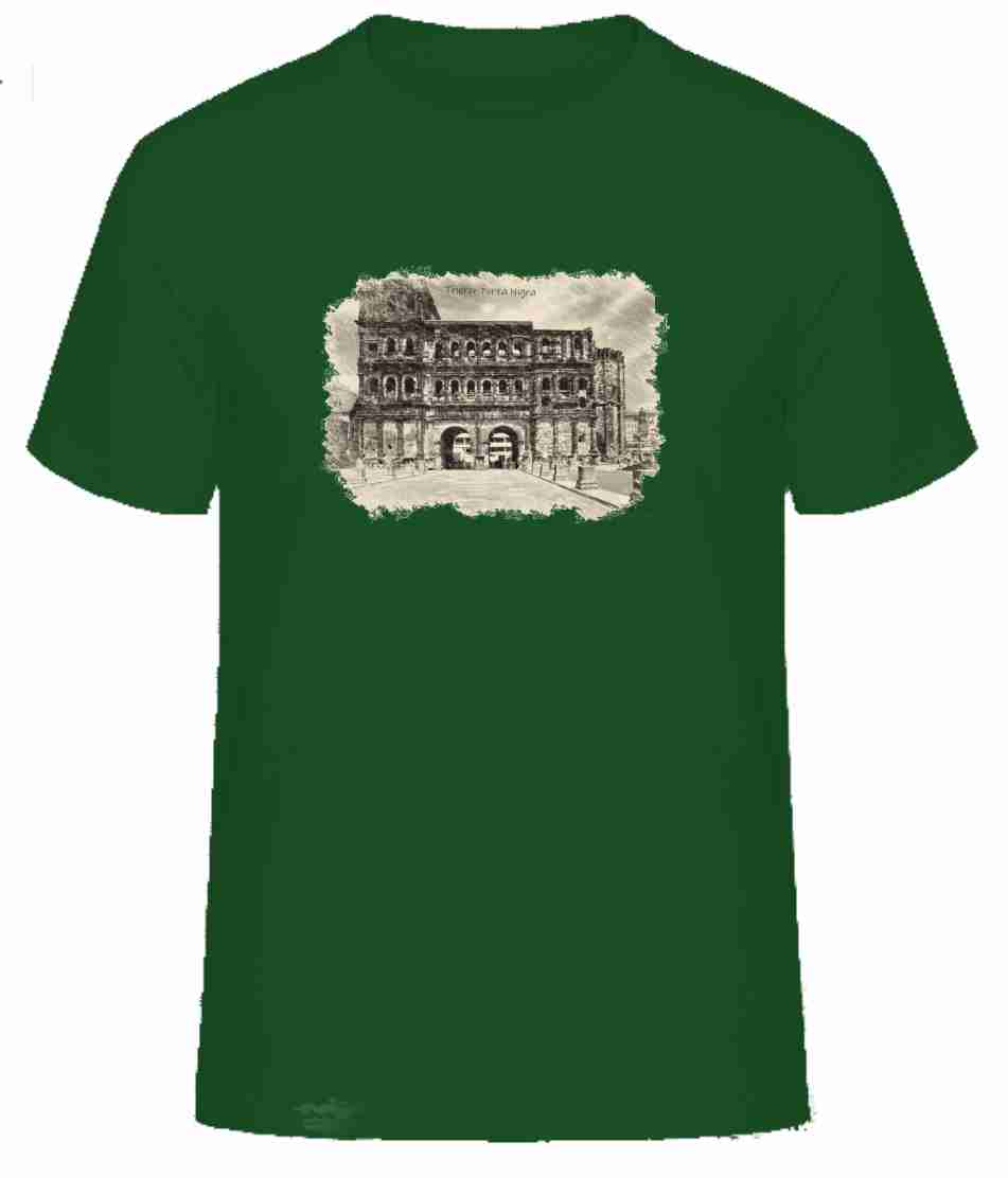 T-Shirt Trier mit Aufdruck Porta Nigra in 3D James & Nicholson Round-T Heavy JN002 - Tex-Druck.de Textildruck & mehr....