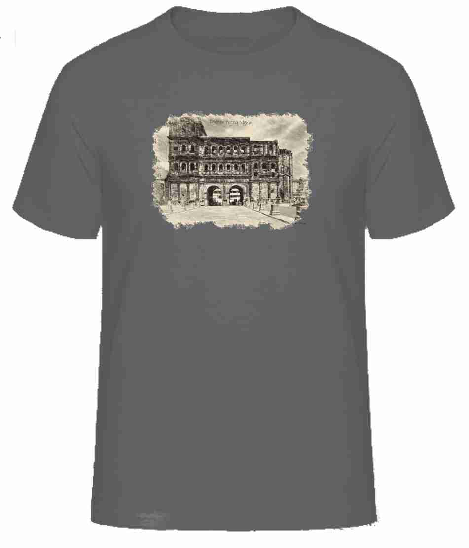 T-Shirt Trier mit Aufdruck Porta Nigra in 3D James & Nicholson Round-T Heavy JN002 - Tex-Druck.de Textildruck & mehr....