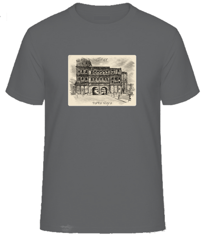 T-Shirt Trier mit Aufdruck Porta Nigra in 3D James & Nicholson Round-T Heavy JN002 - Tex-Druck.de Textildruck & mehr....