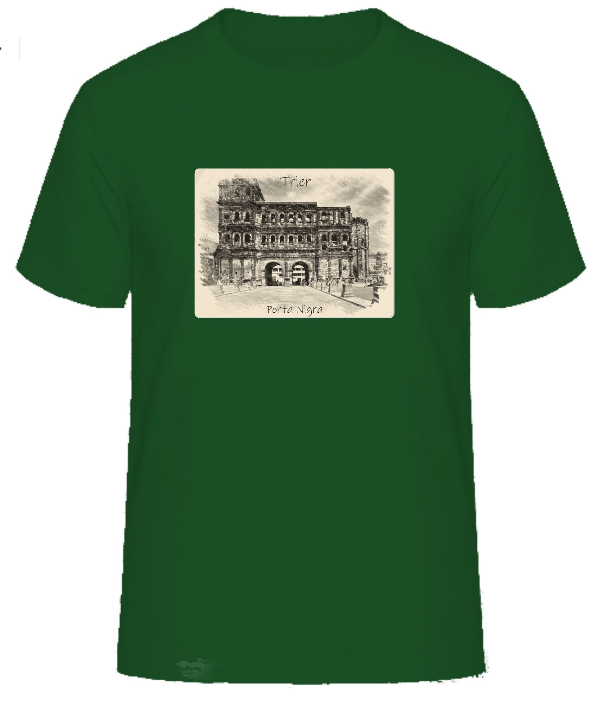 T-Shirt Trier mit Aufdruck Porta Nigra in 3D James & Nicholson Round-T Heavy JN002 - Tex-Druck.de Textildruck & mehr....