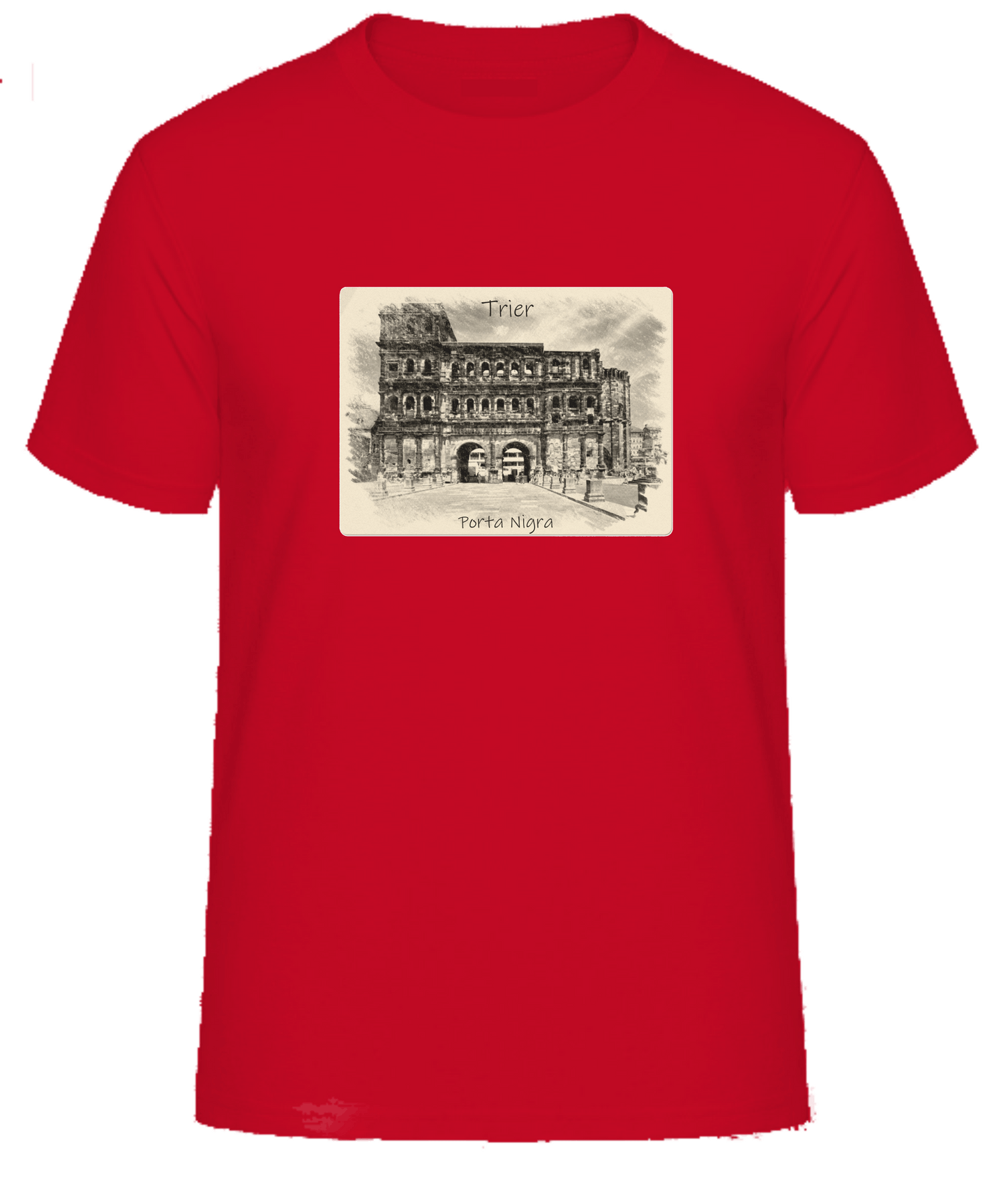 T-Shirt Trier mit Aufdruck Porta Nigra in 3D James & Nicholson Round-T Heavy JN002 - Tex-Druck.de Textildruck & mehr....