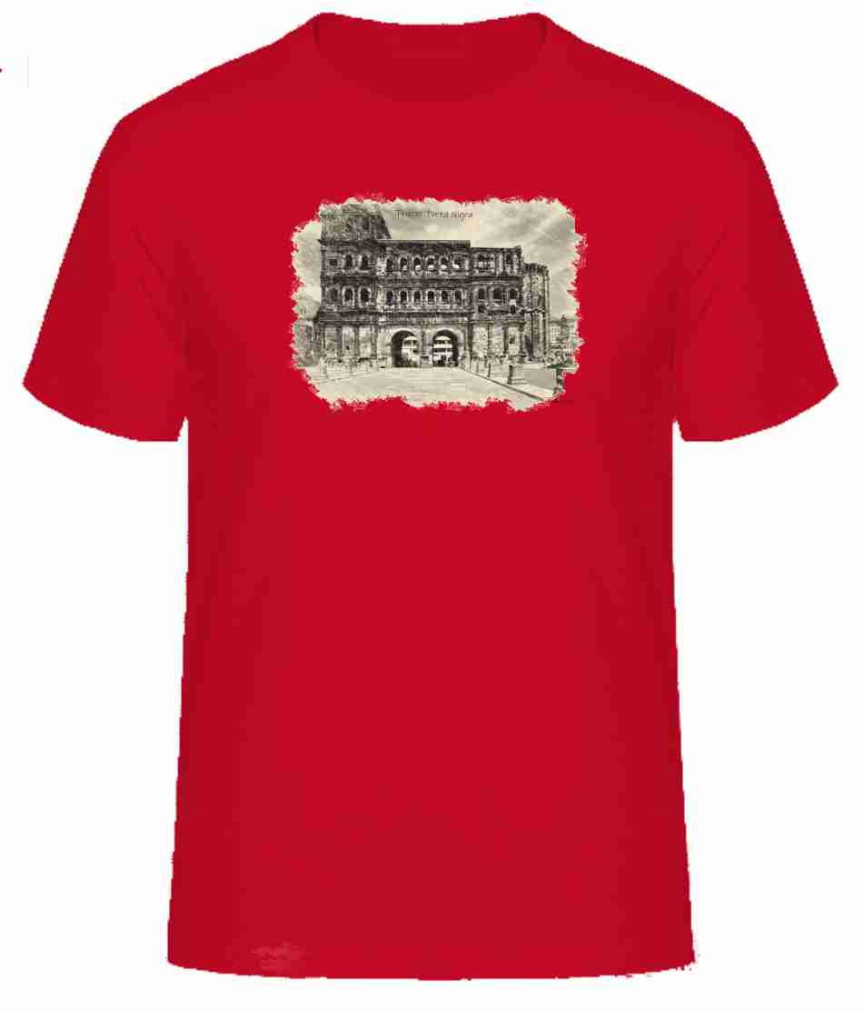 T-Shirt Trier mit Aufdruck Porta Nigra in 3D James & Nicholson Round-T Heavy JN002 - Tex-Druck.de Textildruck & mehr....