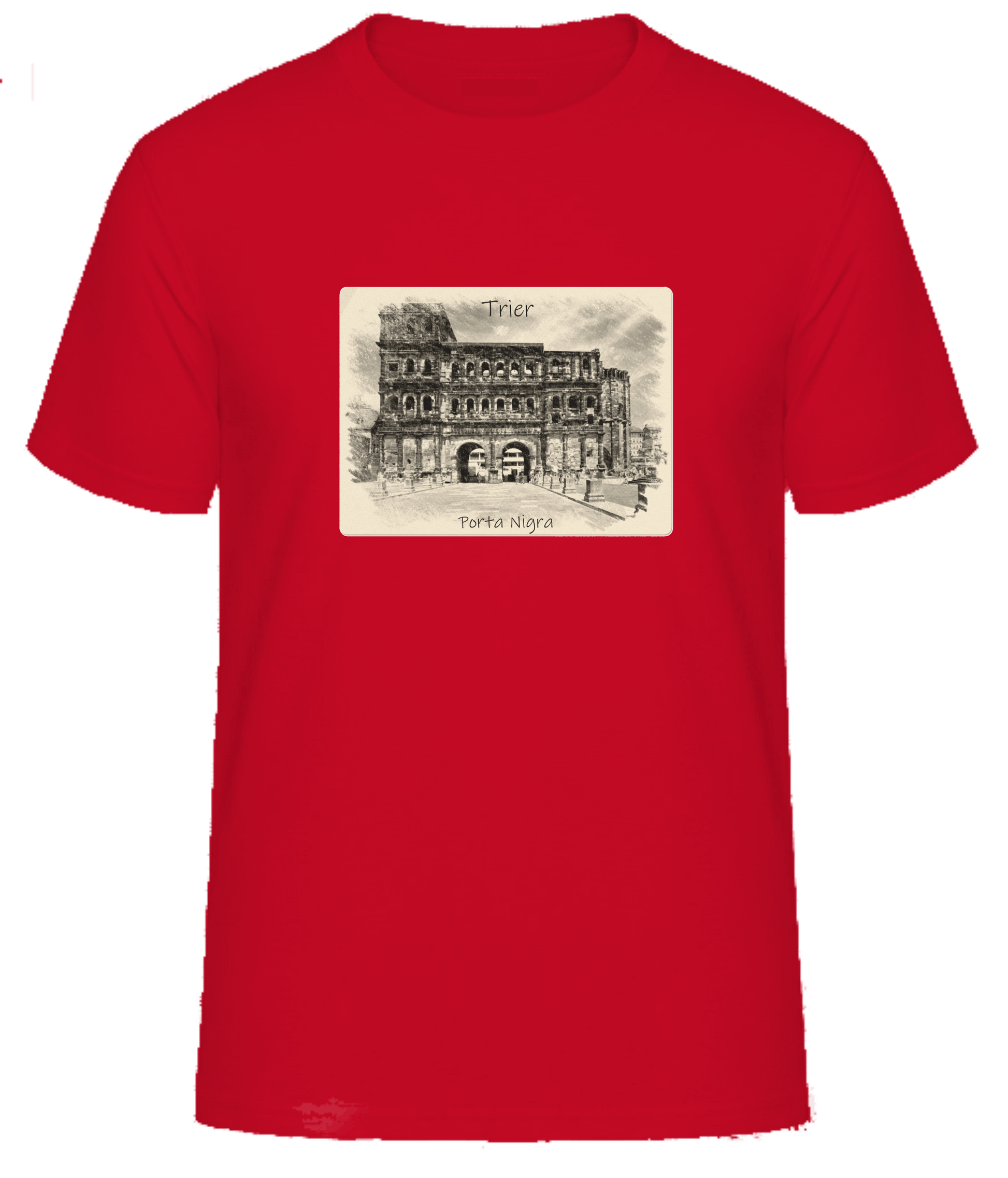 T-Shirt Trier mit Aufdruck Porta Nigra in 3D James & Nicholson Round-T Heavy JN002 - Tex-Druck.de Textildruck & mehr....