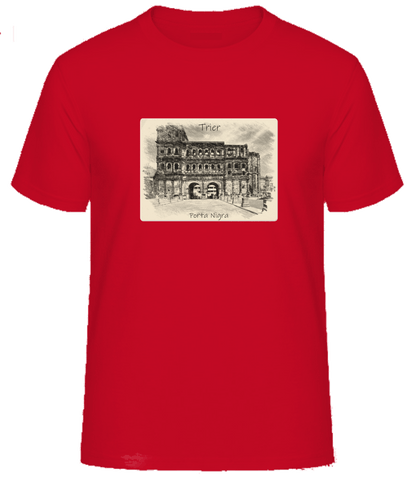 T-Shirt Trier mit Aufdruck Porta Nigra in 3D James & Nicholson Round-T Heavy JN002 - Tex-Druck.de Textildruck & mehr....