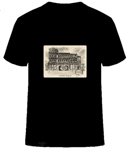 T-Shirt Trier mit Aufdruck Porta Nigra in 3D James & Nicholson Round-T Heavy JN002 - Tex-Druck.de Textildruck & mehr....