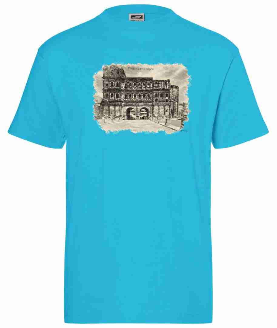 T-Shirt Trier mit Aufdruck Porta Nigra in 3D James & Nicholson Round-T Heavy JN002 - Tex-Druck.de Textildruck & mehr....