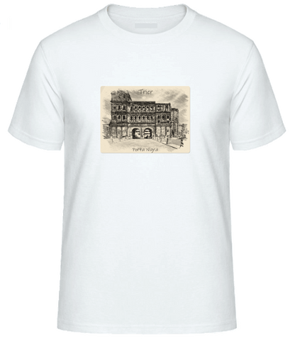 T-Shirt Trier mit Aufdruck Porta Nigra in 3D James & Nicholson Round-T Heavy JN002 - Tex-Druck.de Textildruck & mehr....