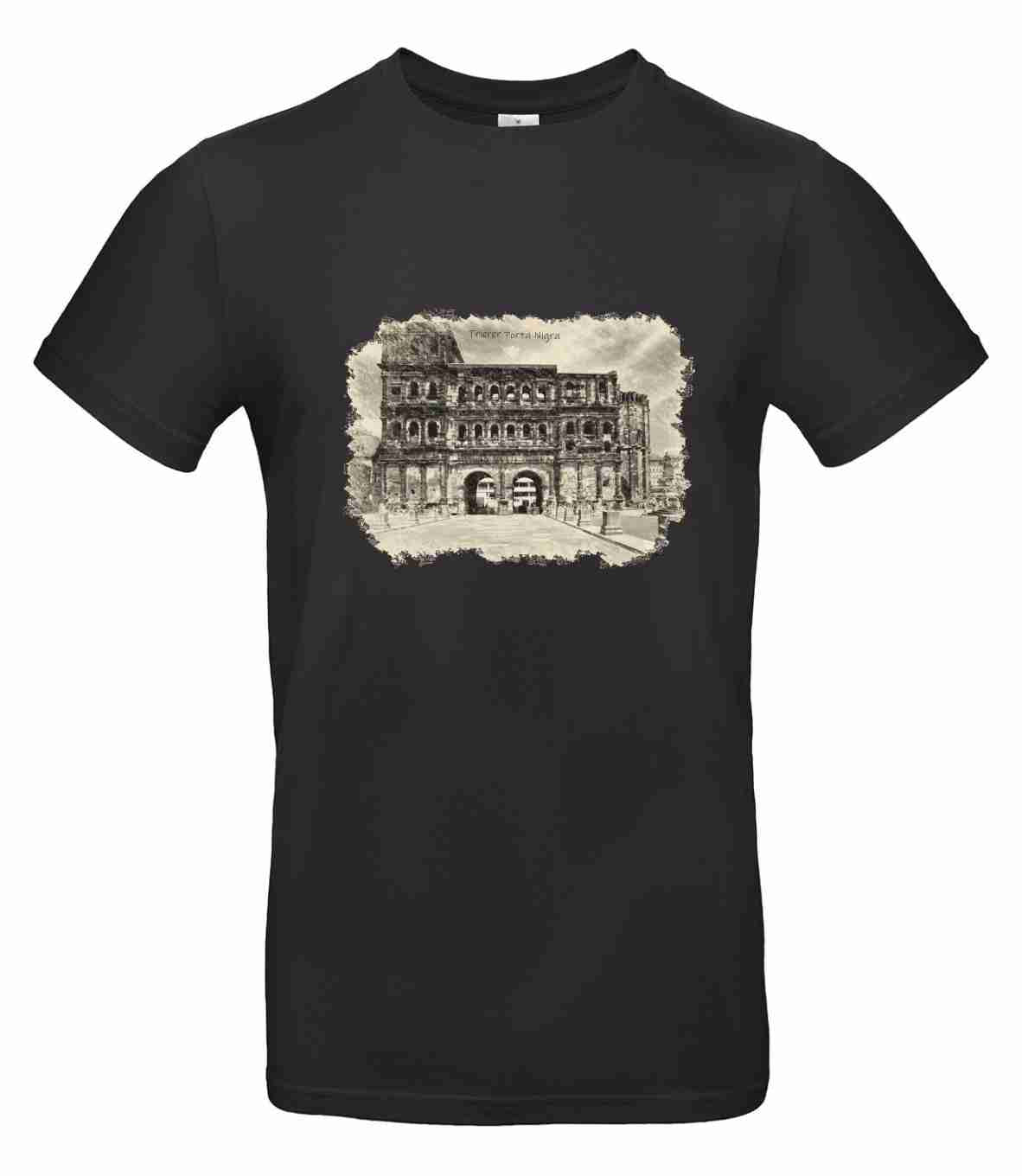 T-Shirt Trier mit Aufdruck Porta Nigra in 3D James & Nicholson Round-T Heavy JN002 - Tex-Druck.de Textildruck & mehr....