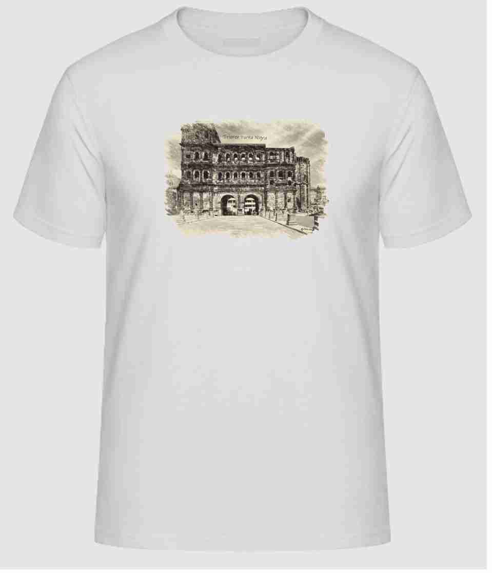 T-Shirt Trier mit Aufdruck Porta Nigra in 3D James & Nicholson Round-T Heavy JN002 - Tex-Druck.de Textildruck & mehr....